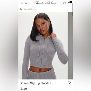 Frankie's Bikinis Gray Aimee Zip Up Hoodie in M